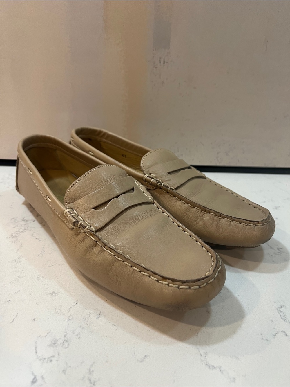 Laurent Effel leather tan driving moccasins EU size 41 US 9.5-10